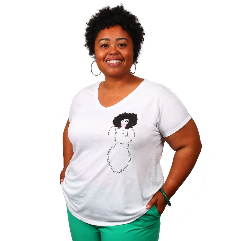 Curvy i Am White T-shirt